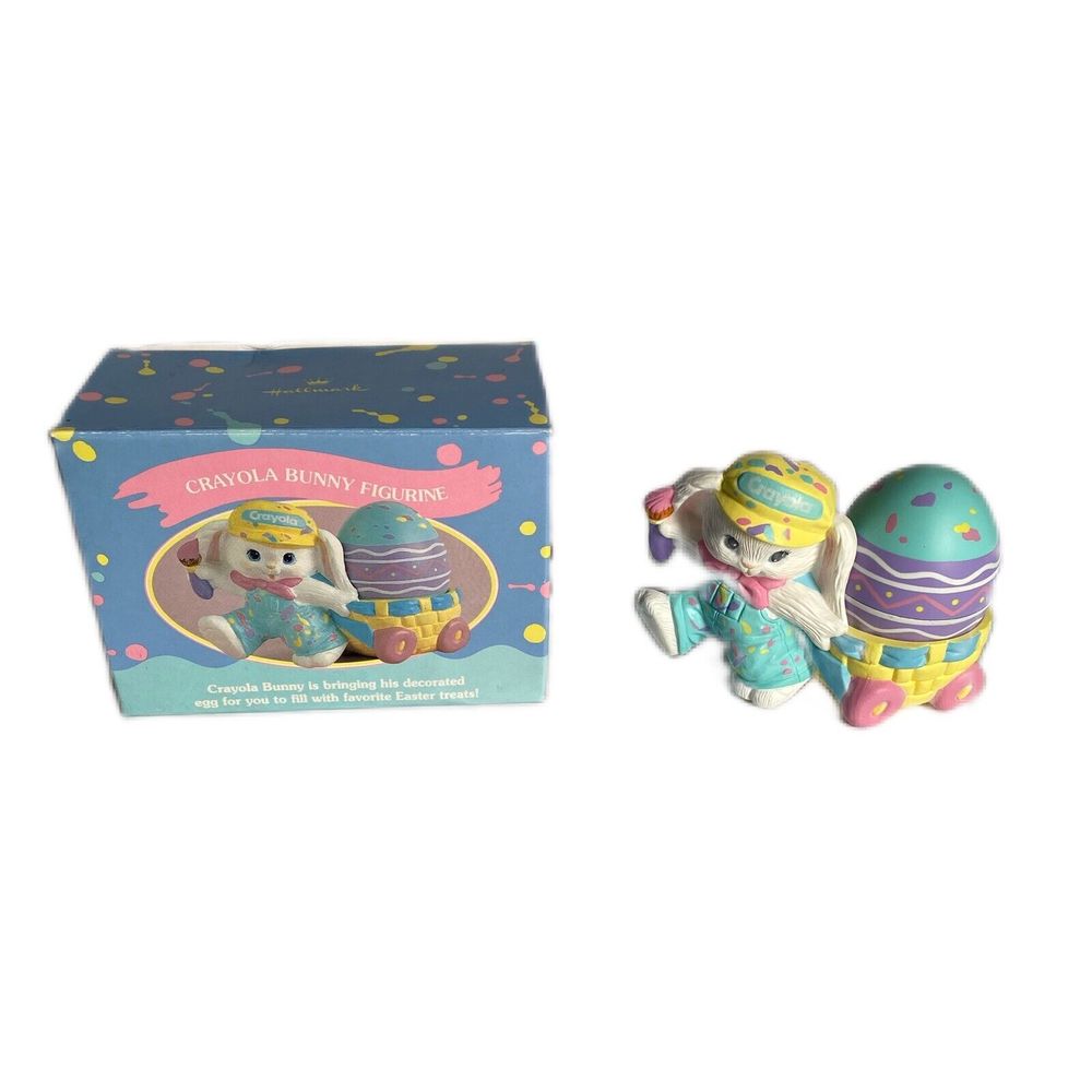 1990 Hallmark Crayola Bunny Figurine Easter Decoration In Original Box Vintage